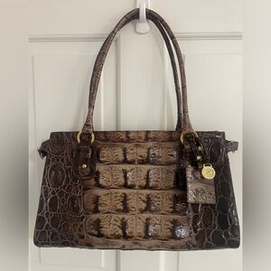 NWOT Brahmin RARE Espresso Crocodile Genuine Leather Handbag